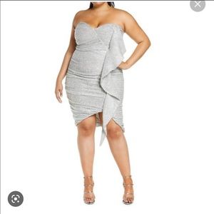 NEW Lavish Alice Ruched Sequin Ruffle Strapless Dress very flattering